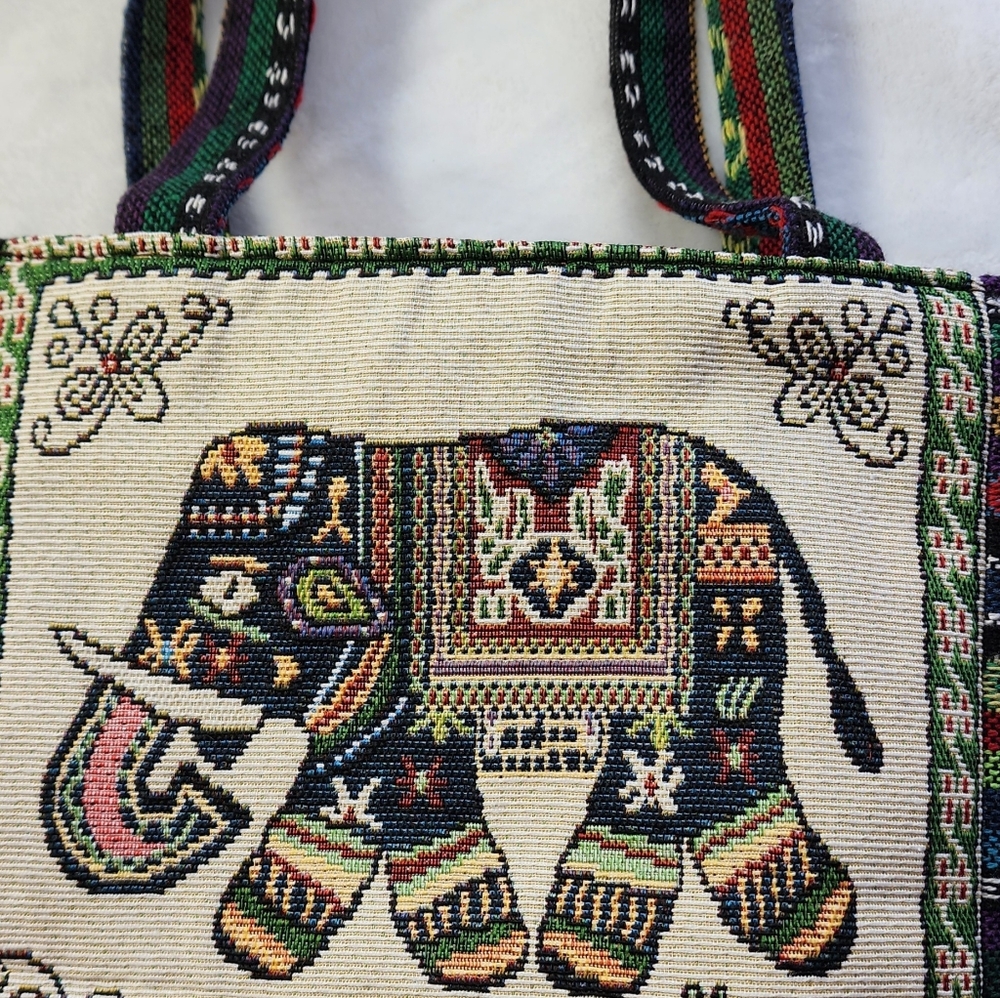 Colorful Woven Tapestry Shoulder Bag - Multicolor Stripes NWOT